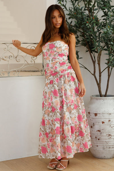 Cottage Living Strapless Maxi Dress Pink