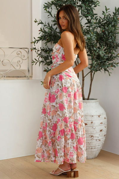 Cottage Living Strapless Maxi Dress Pink