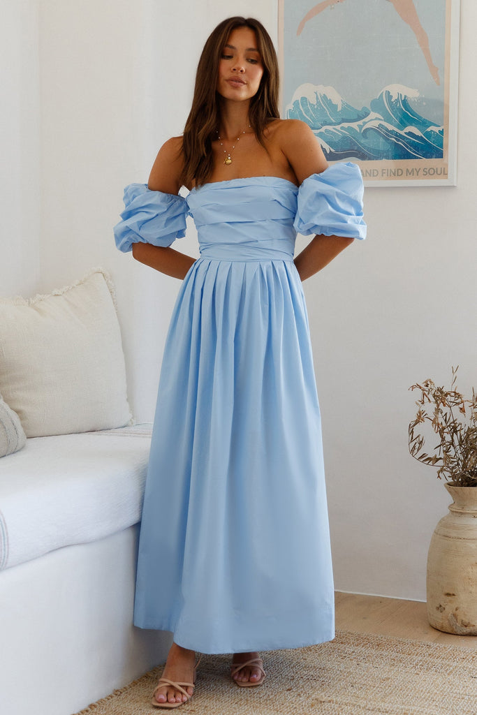 off shoulder blue maxi dress Amlie Off-Shoulder Ruched This garment runs small Ella Navy Off Shoulder Crepe