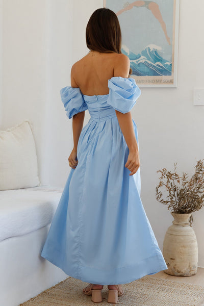 Bella Off Shoulder Maxi Dress Blue