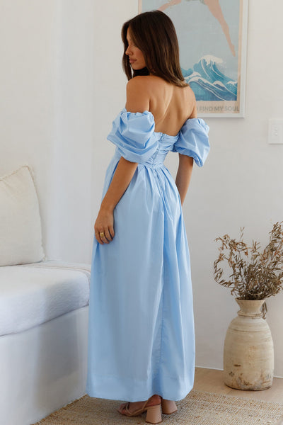 Bella Off Shoulder Maxi Dress Blue