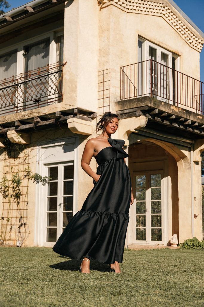 Betina Bow Front Maxi Dress - Black Gabi Swimwear Betina Bow Front Maxi Dress - Black Gabi Swimwear