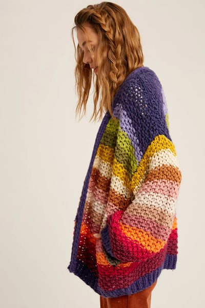 Rainbow Crochet Knit Cardigan