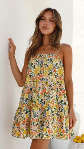 Audrie Mini Dress - Lemon Floral