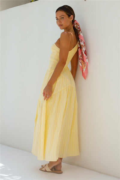 Beaming Hues One Shoulder Maxi Dress Yellow