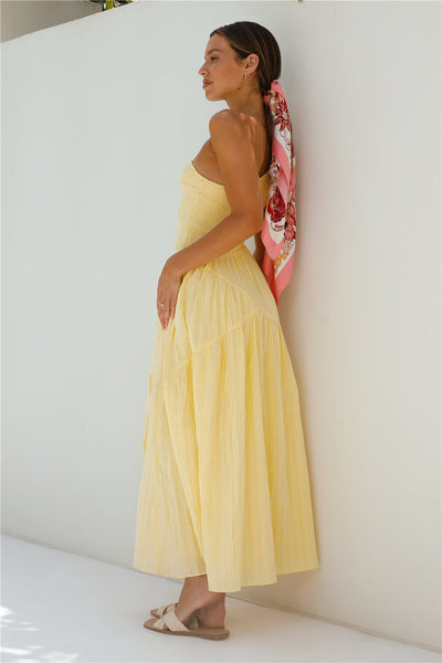 Beaming Hues One Shoulder Maxi Dress Yellow