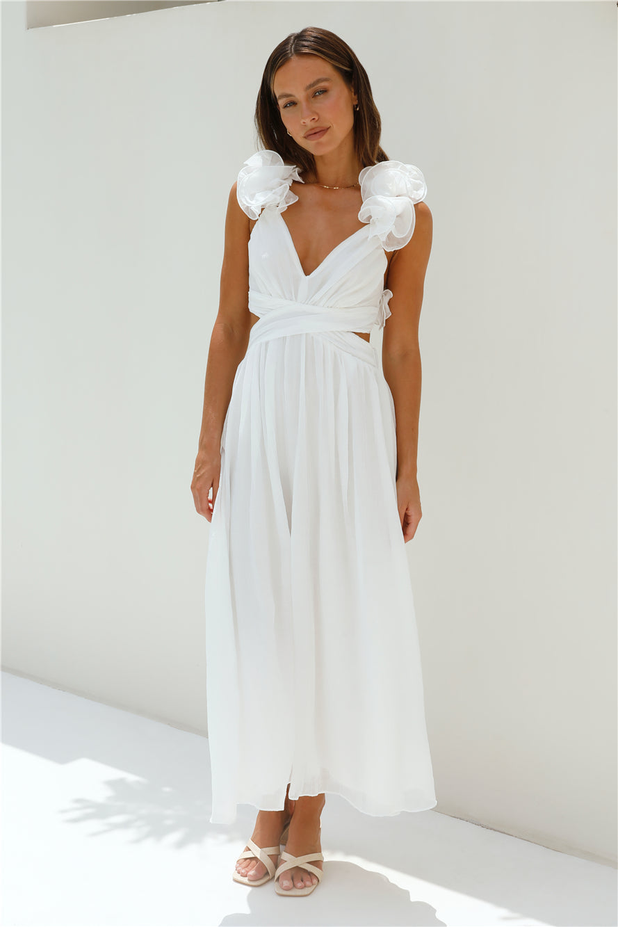 Whimsical Romance Midi Dress White