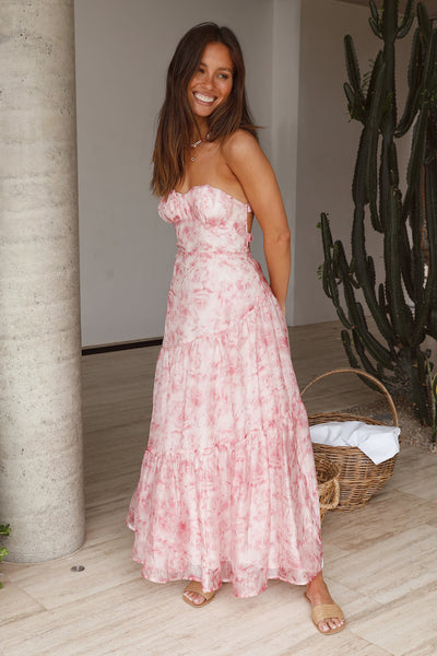 Essence Strapless Maxi Dress Pink