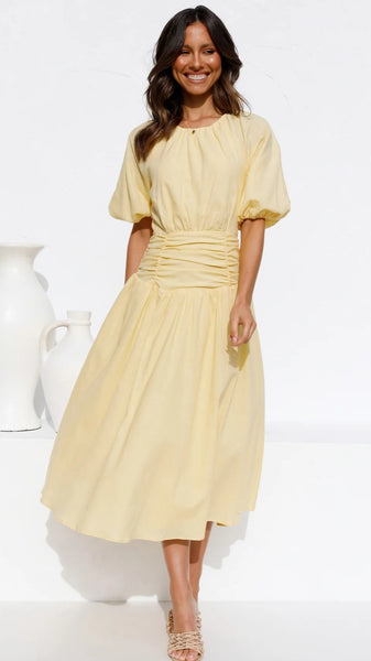 Sweet Yellow Midi Dress