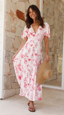 Chera Maxi Dress - Pink Floral