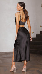 Celina Top and Skirt Set - Black