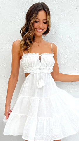 White Front Tie Slip Mini Dress