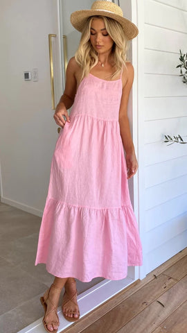 Blush Pink Slip Midi Dress