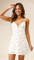 Coco Mini Dress - Red / Green Floral