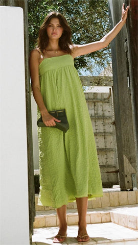 Green Slip Midi Dress