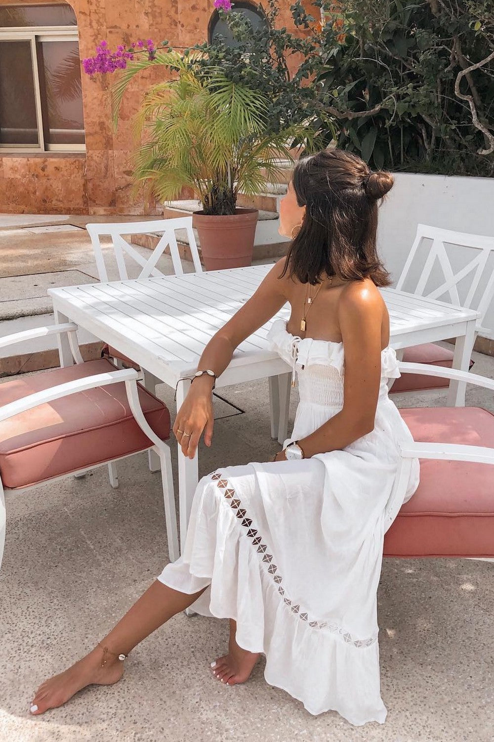 Santa Elena Midi Dress White
