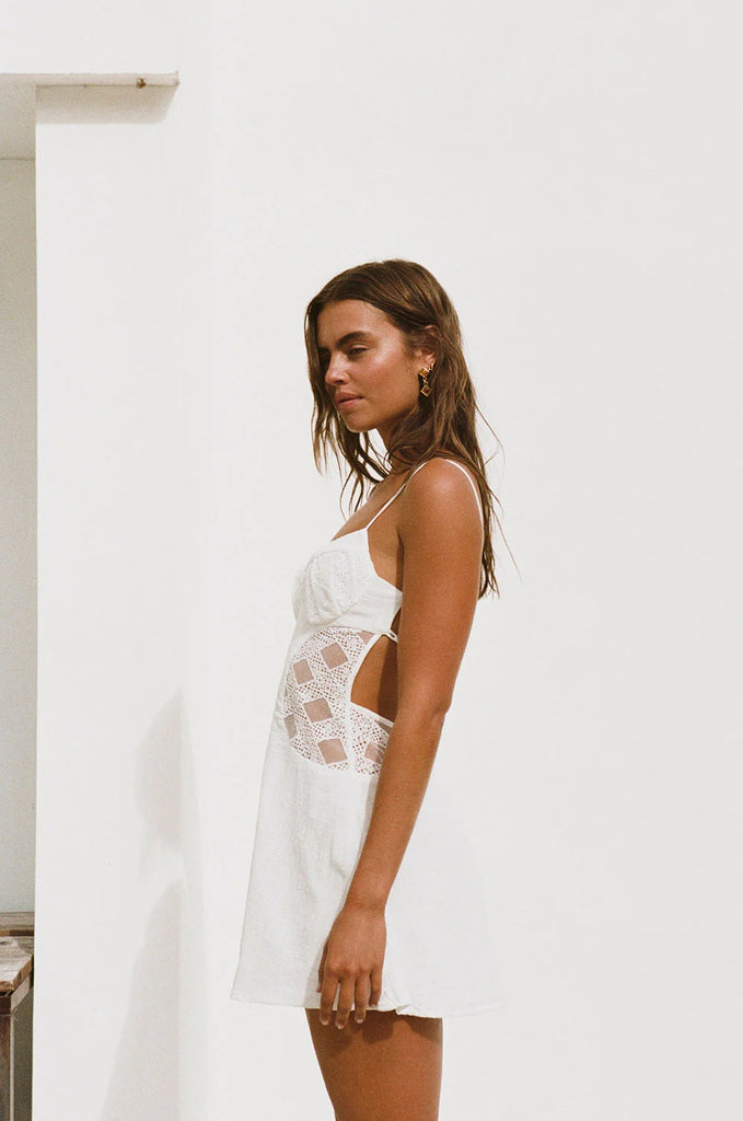 White Backless Slip Mini Dress Gabi Swimwear White Backless Slip Mini Dress Gabi Swimwear