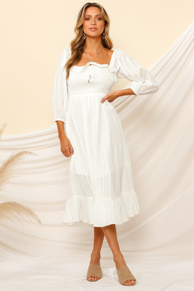 Loved By The Moon Midi Dress White