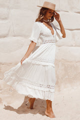 Cowboy Midi Dress White