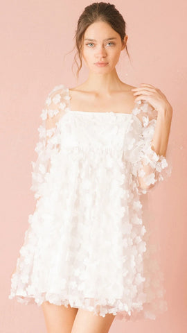 White Daizy Tulle Mini Dress