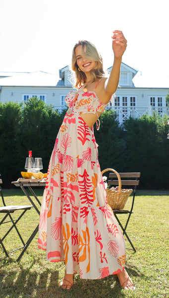 Klarie Maxi Dress (Coastal Coral)