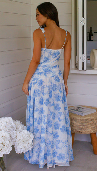 Angelica Maxi Dress (Blue Floral)