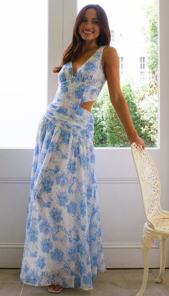 Angelica Maxi Dress (Blue Floral)