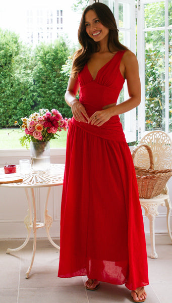 Angelica Maxi Dress (Cherry)