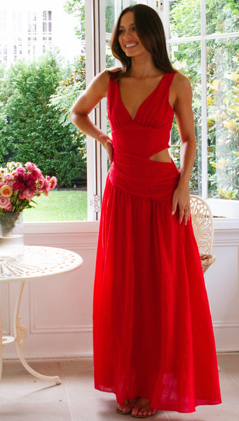 Angelica Maxi Dress (Cherry)