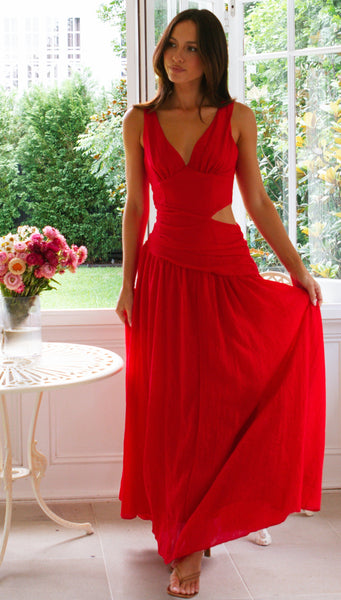 Angelica Maxi Dress (Cherry)