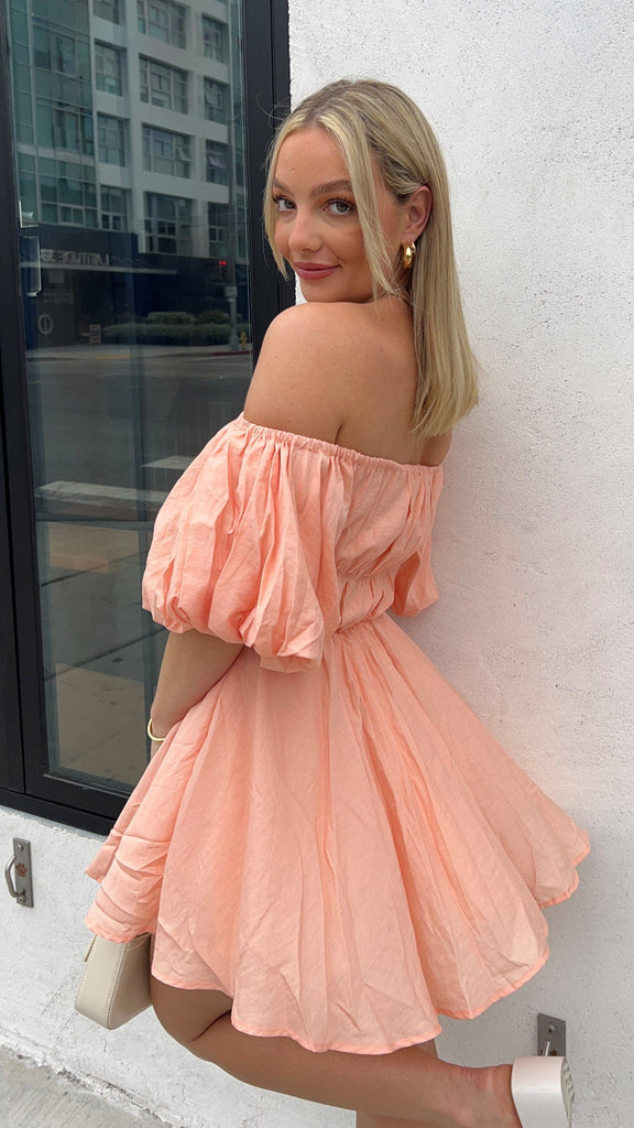 join the club sweet peach mini dress Georgia Peach Criss-Cross Back Ribbed Bodycon Mini Dress Apricot