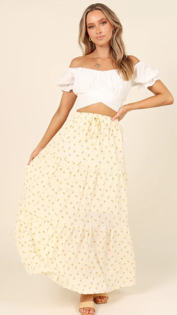 Yellow Floral Maxi Skirts