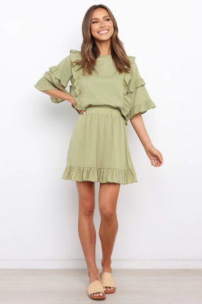 Olive Green A-Line Mini Skirt