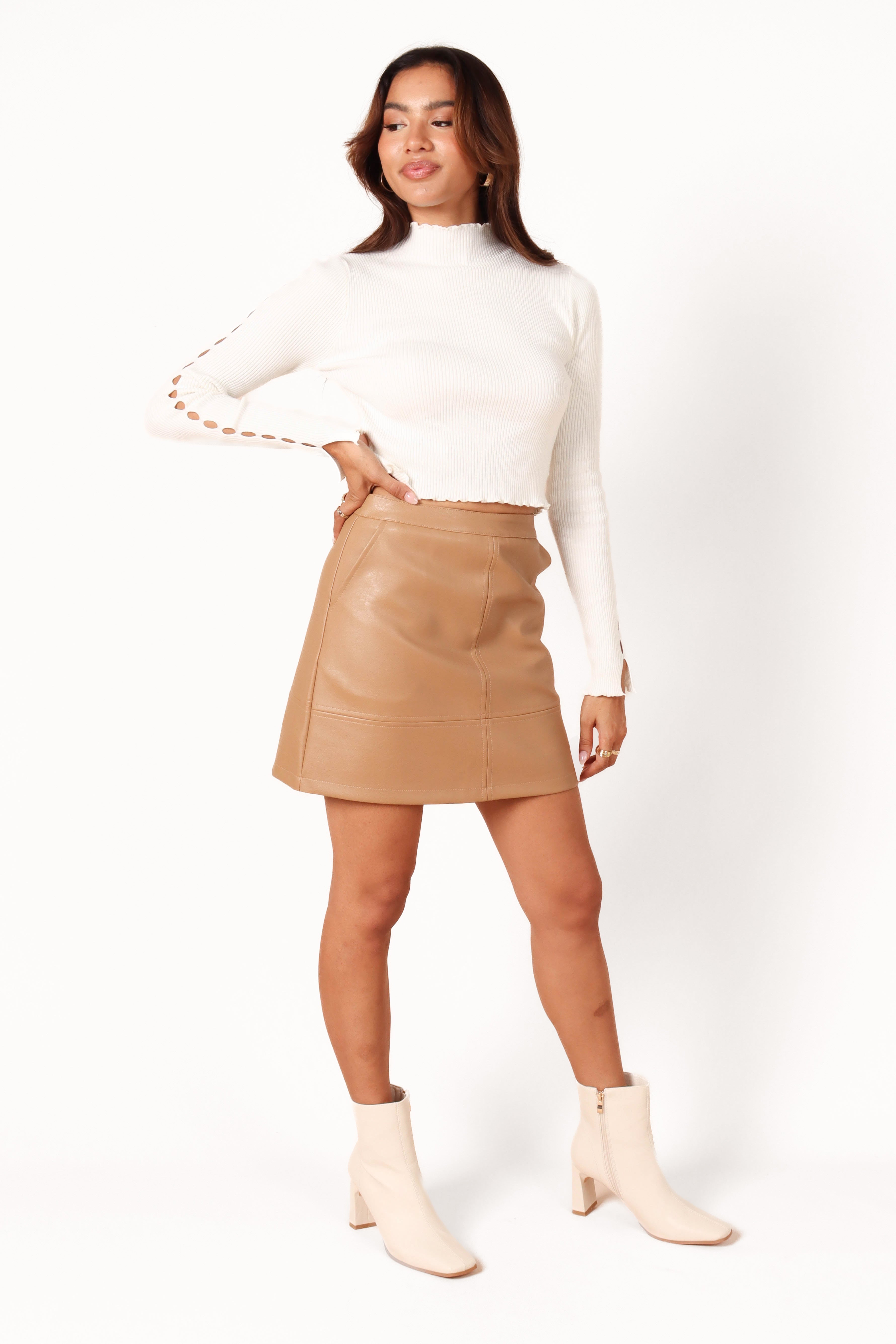 Carly Faux Leather Mini Skirt - Tan