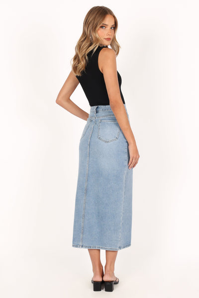 Dana Denim Midi Skirt - Blue Wash