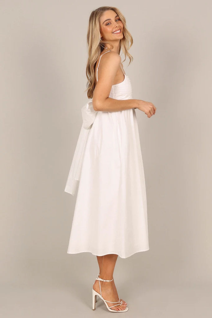 White Back Bow Back Midi Dress Gabi Swimwear White Back Bow Back Midi Dress Gabi Swimwear