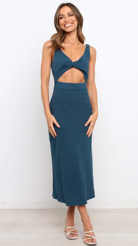 Navy Cutout Midi Dress