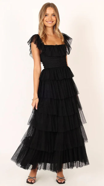 Black Tulle Midi Dress