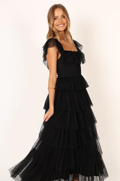 Black Tulle Midi Dress