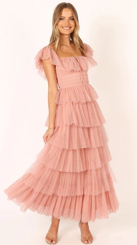 Blush Tulle Midi Dress