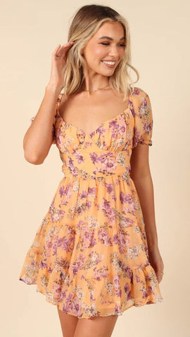 Orange Floral Mini Dress