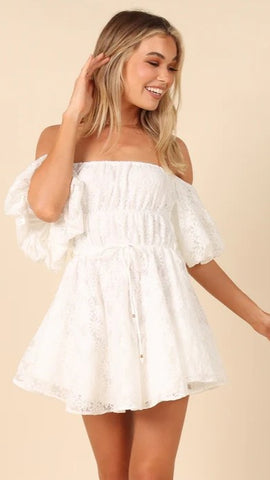 White Off Shoulder Mini Dress