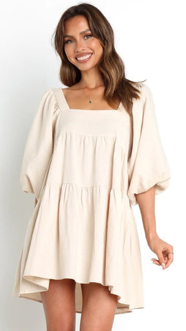 Cream Babydoll Mini Dress