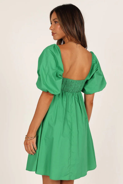 Green Sweetheart Neckline Mini Dress