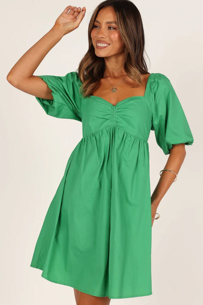 Green Sweetheart Neckline Mini Dress