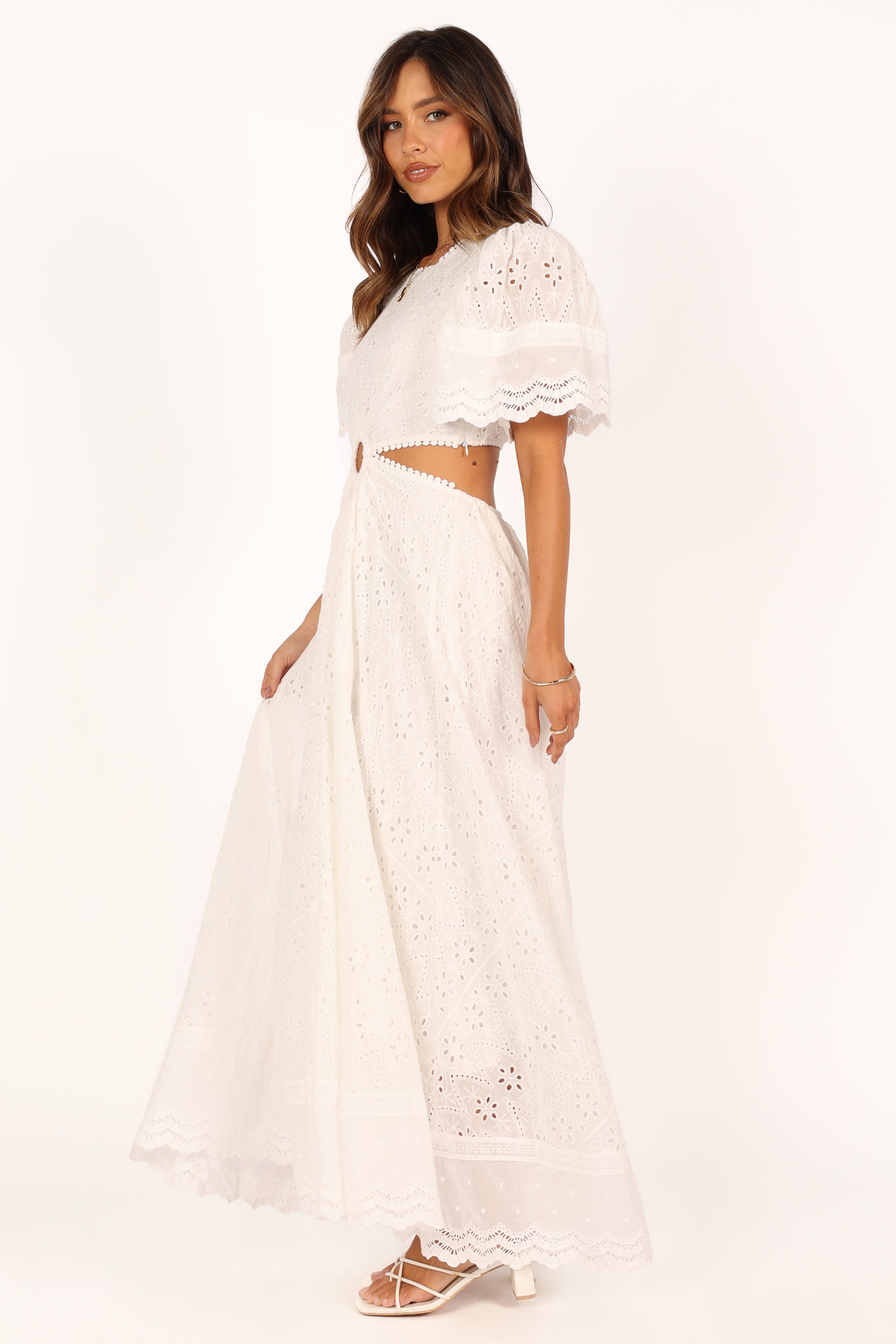 Merletto Cut Out Maxi Dress - White