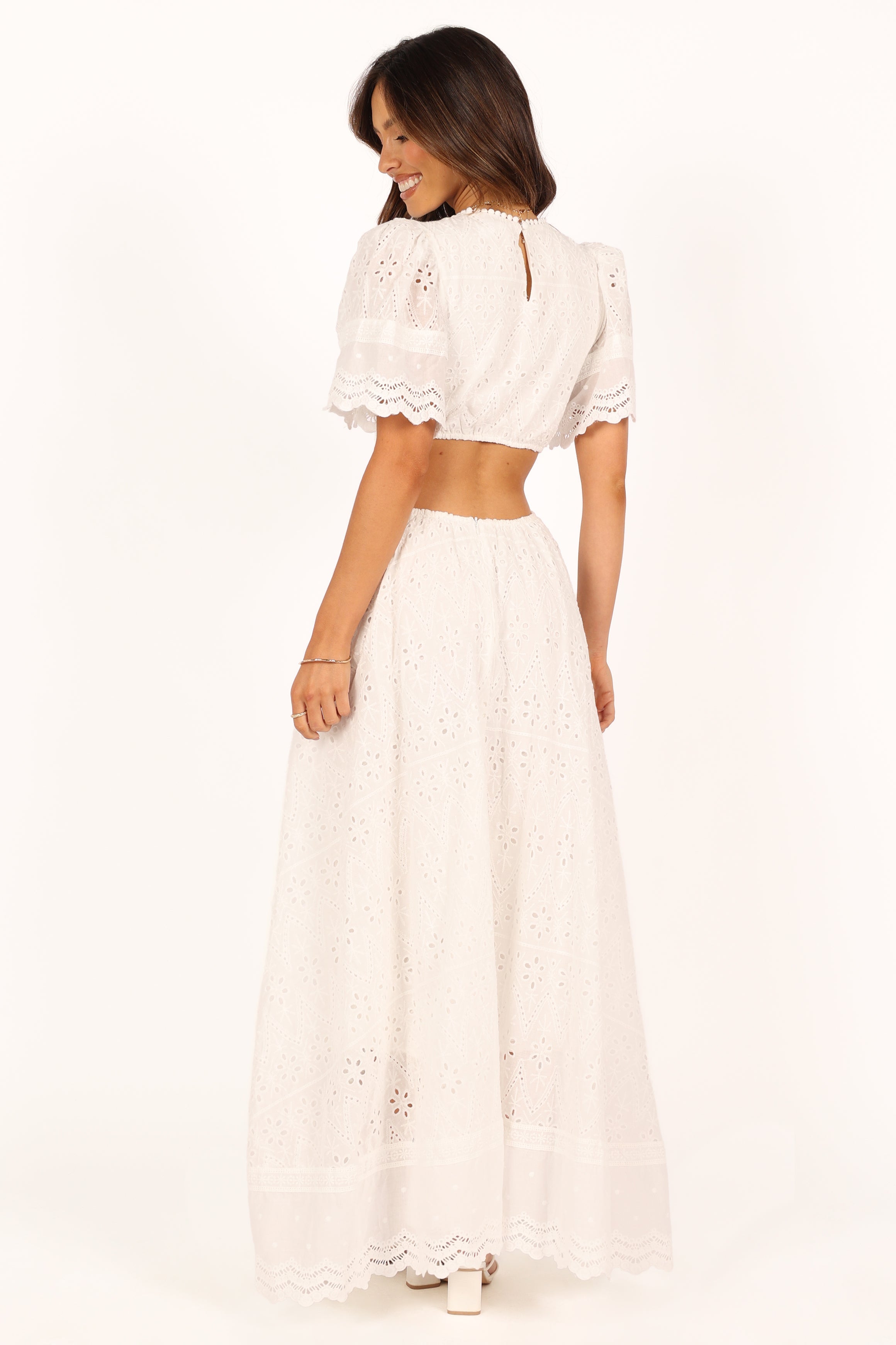 Merletto Cut Out Maxi Dress - White