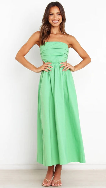 Light Green Cutout Bandeau Midi Dress