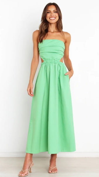 Light Green Cutout Bandeau Midi Dress