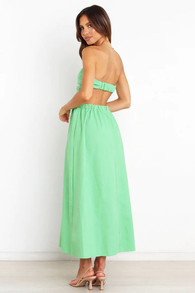 Light Green Cutout Bandeau Midi Dress